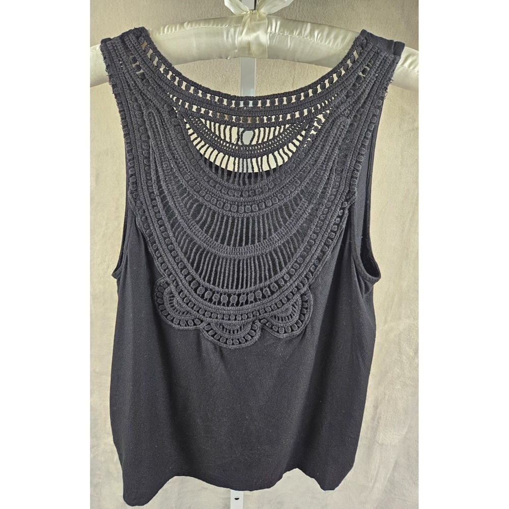 Roxy Black Sleeveless Tank Top Crochet Lace Back Boho Festival Women's Size L - Picture 6 of 7